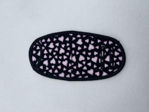 Eye patch, pink hearts on black, plastic